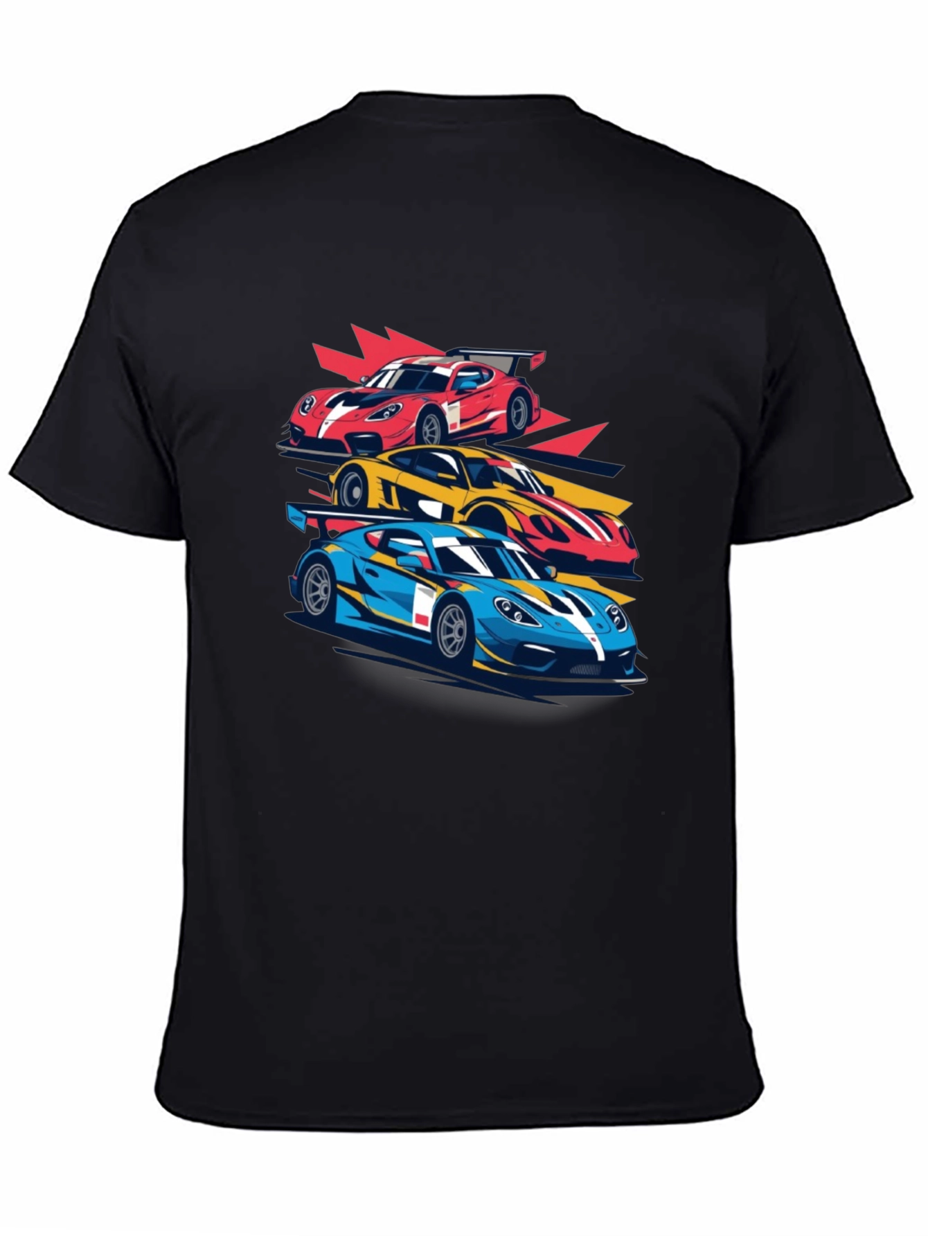 Racing Car Graphic Tee - Black Cotton T-Shirt