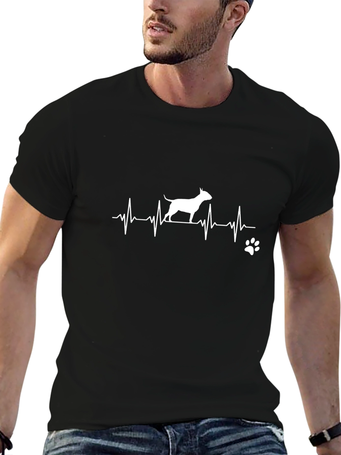 Dog Lover Heartbeat T-Shirt - Black