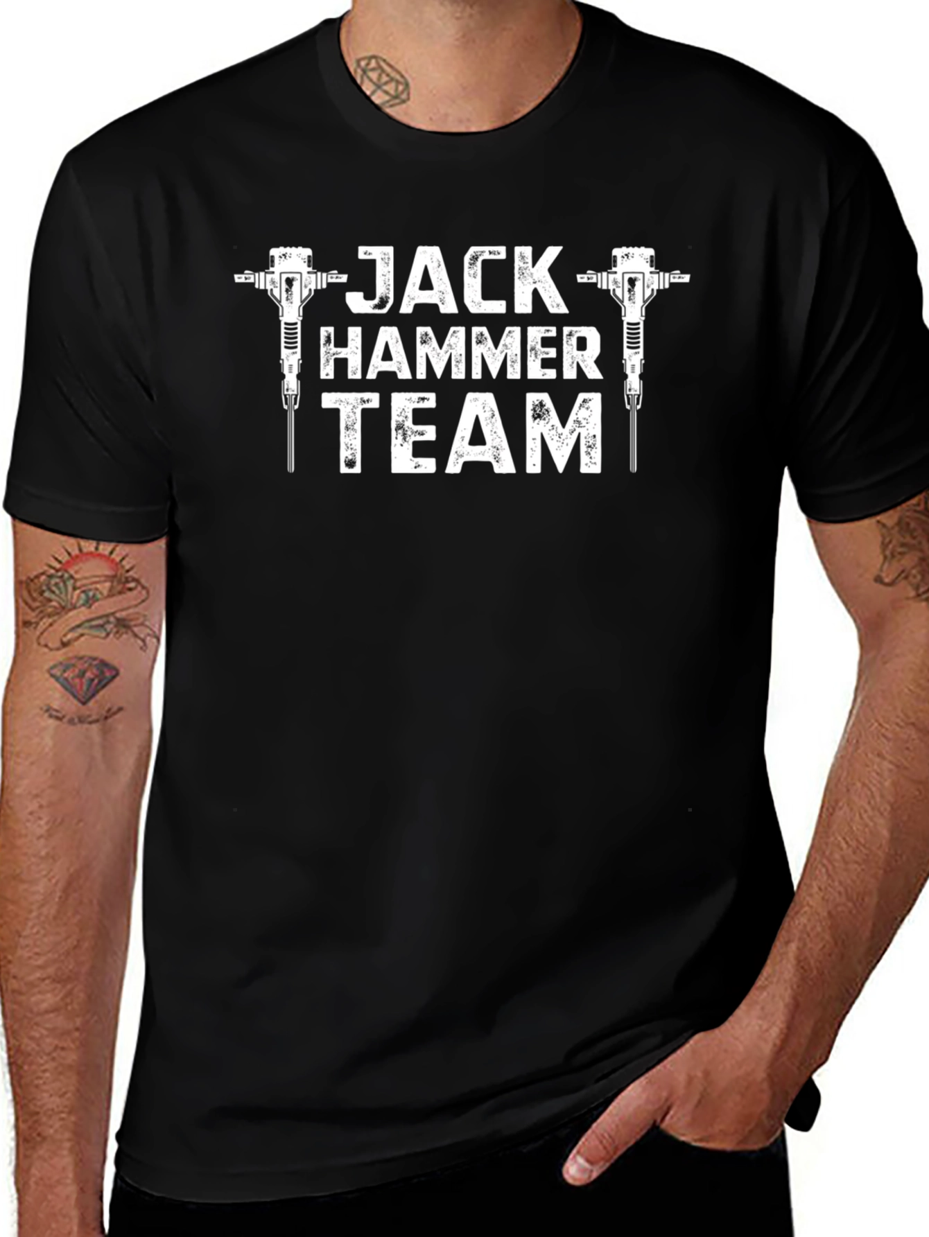 Jack Hammer Team T-Shirt - Black Crew Neck Tee