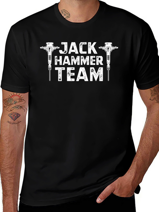 Jack Hammer Team T-Shirt - Black Crew Neck Tee
