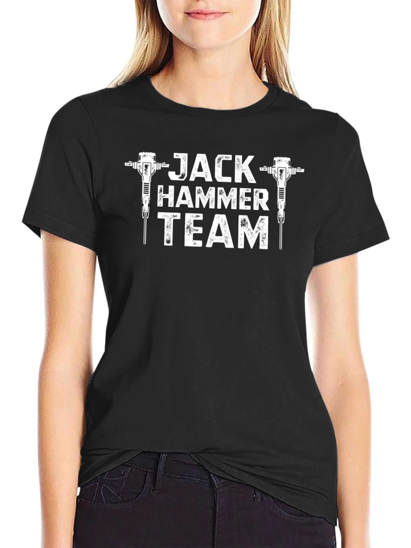 Jack Hammer Team T-Shirt - Black Crew Neck Tee