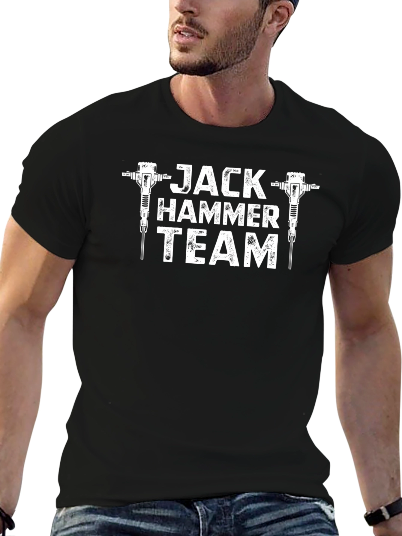 Jack Hammer Team T-Shirt - Black Crew Neck Tee