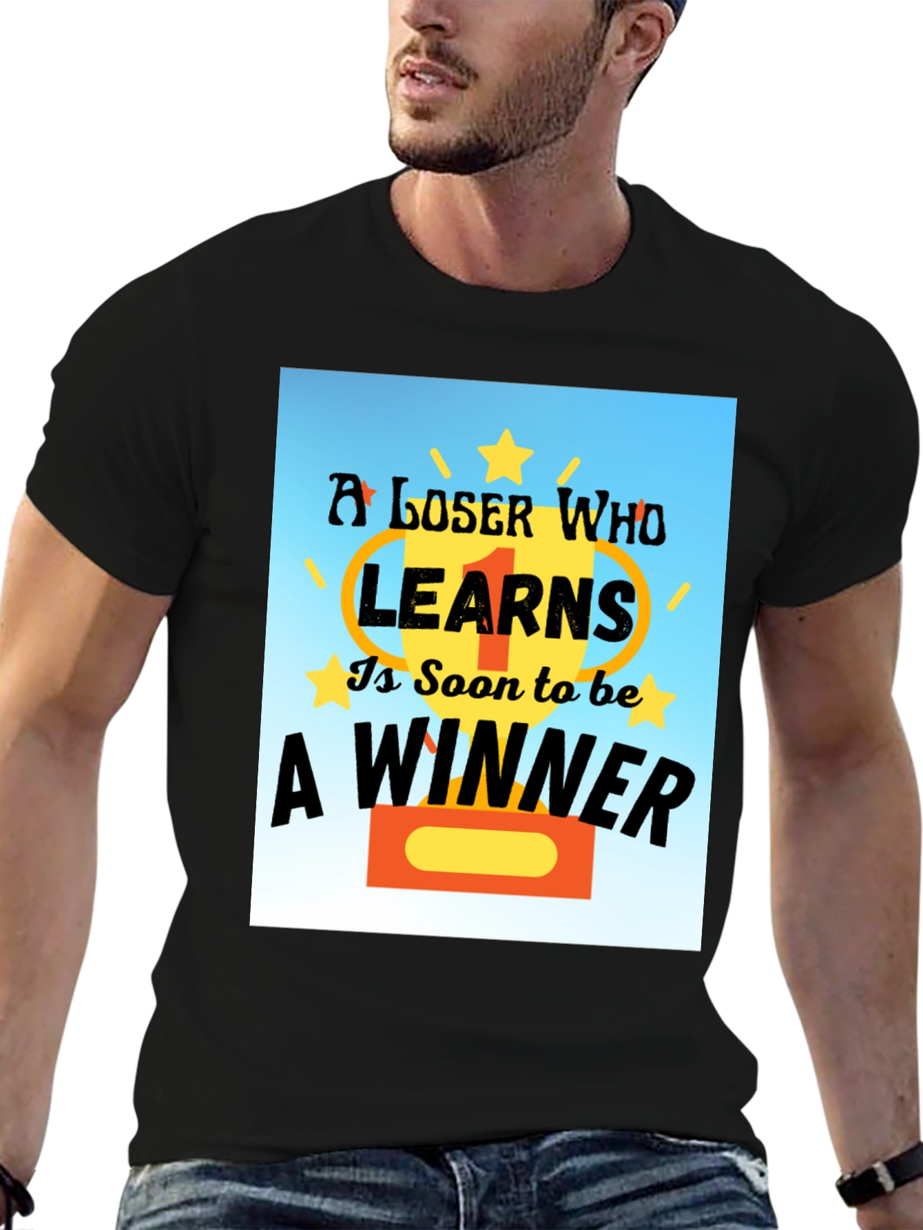 Loser Learns To Be Winner Black T-Shirt