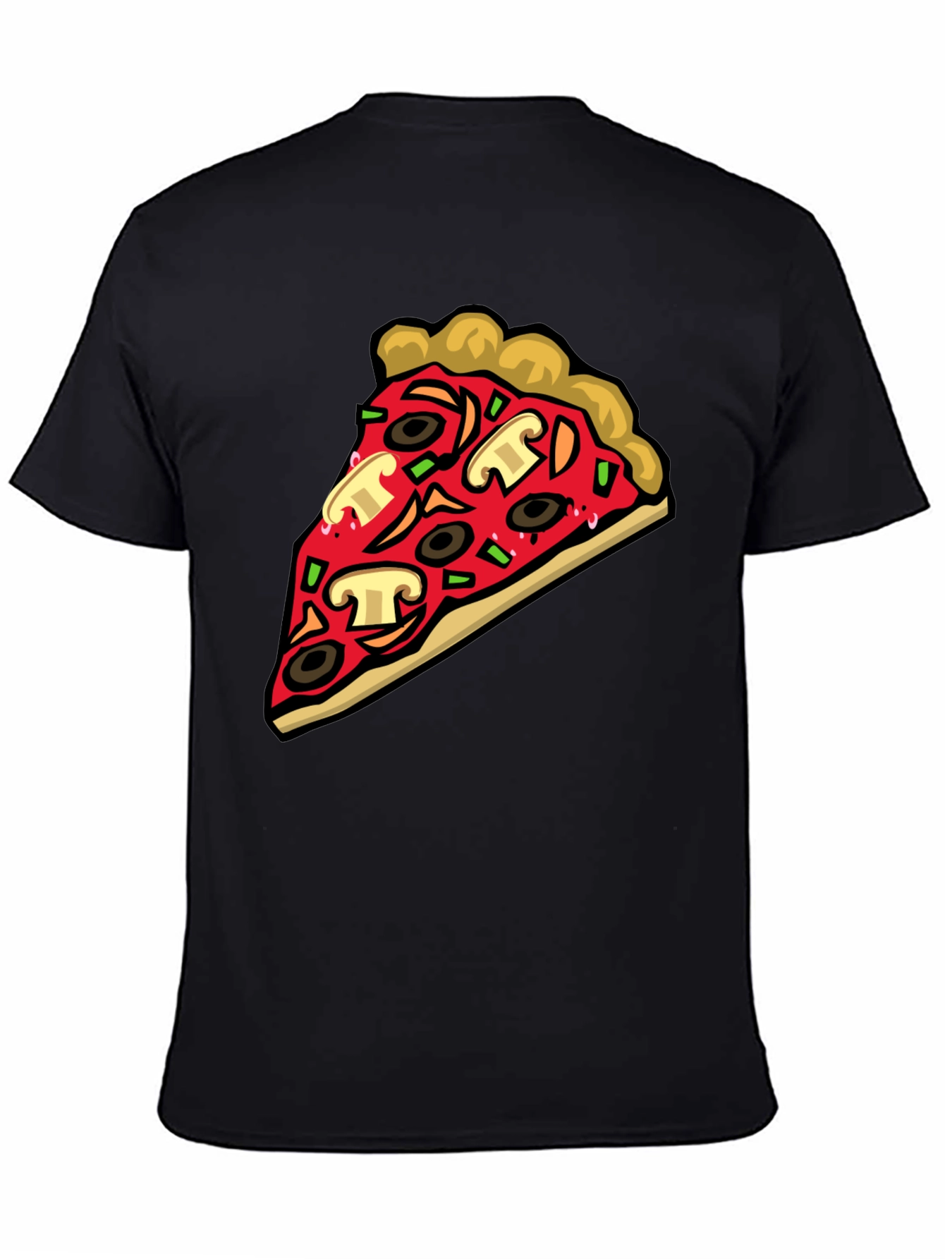 Pizza Slice Graphic Tee - Black Cotton T-Shirt