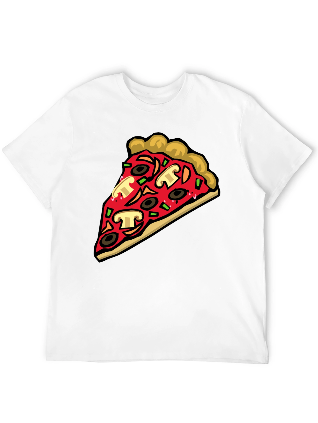 Pizza Slice Graphic Tee - Black Cotton T-Shirt