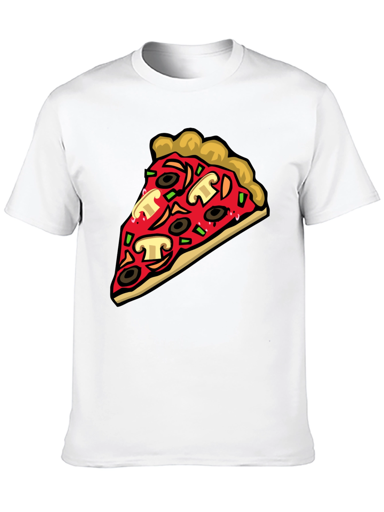 Pizza Slice Graphic Tee - Black Cotton T-Shirt