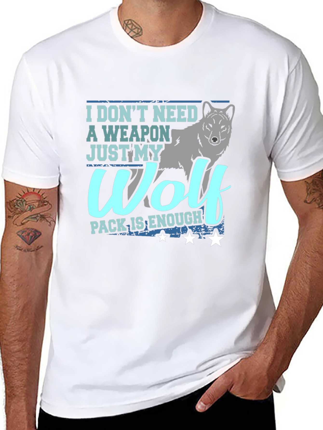 Wolf Pack Graphic Tee - Need No Weapon T-Shirt