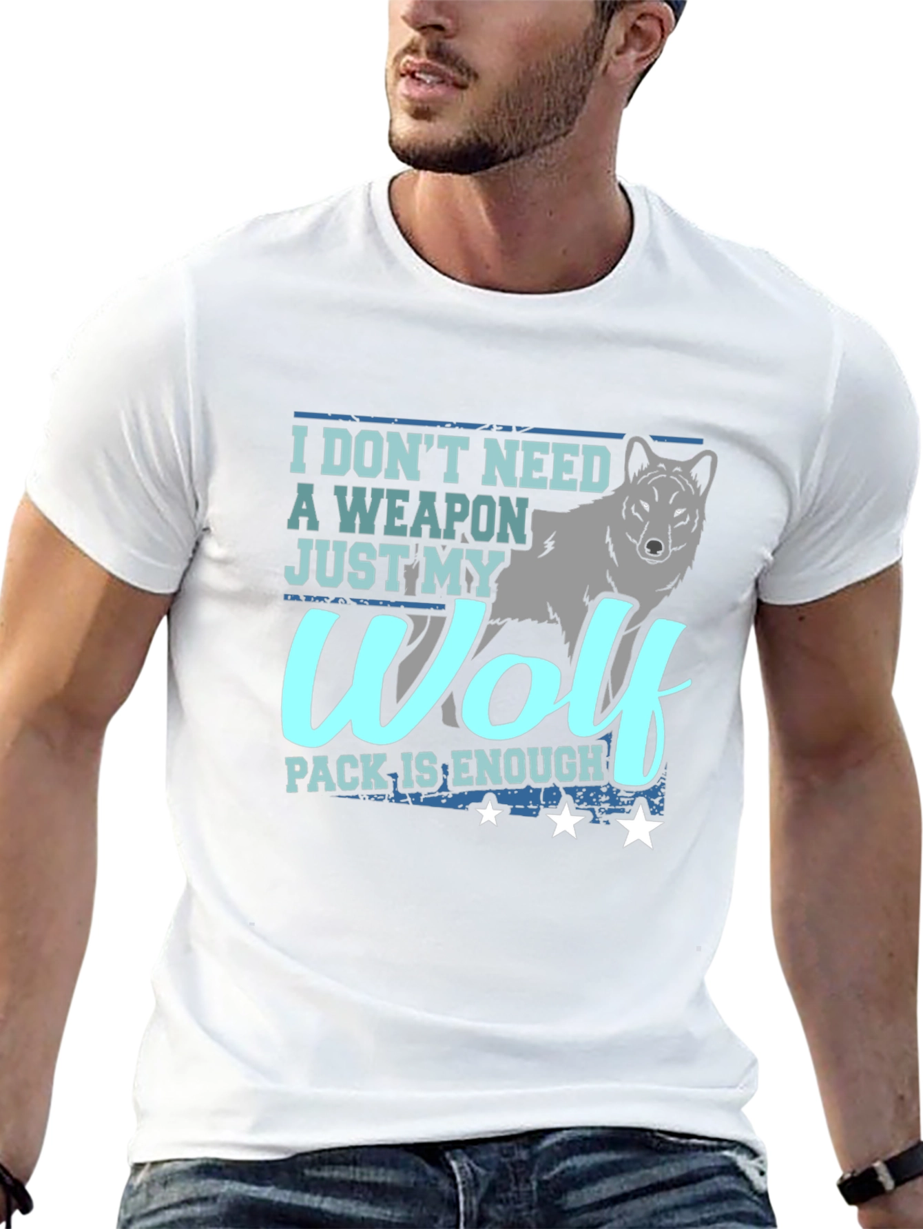 Wolf Pack Graphic Tee - Need No Weapon T-Shirt