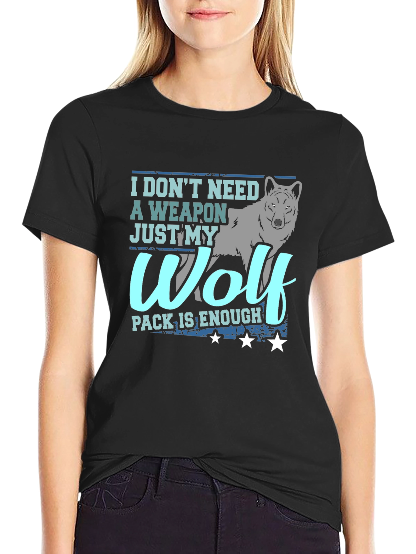 Wolf Pack Graphic Tee - Need No Weapon T-Shirt