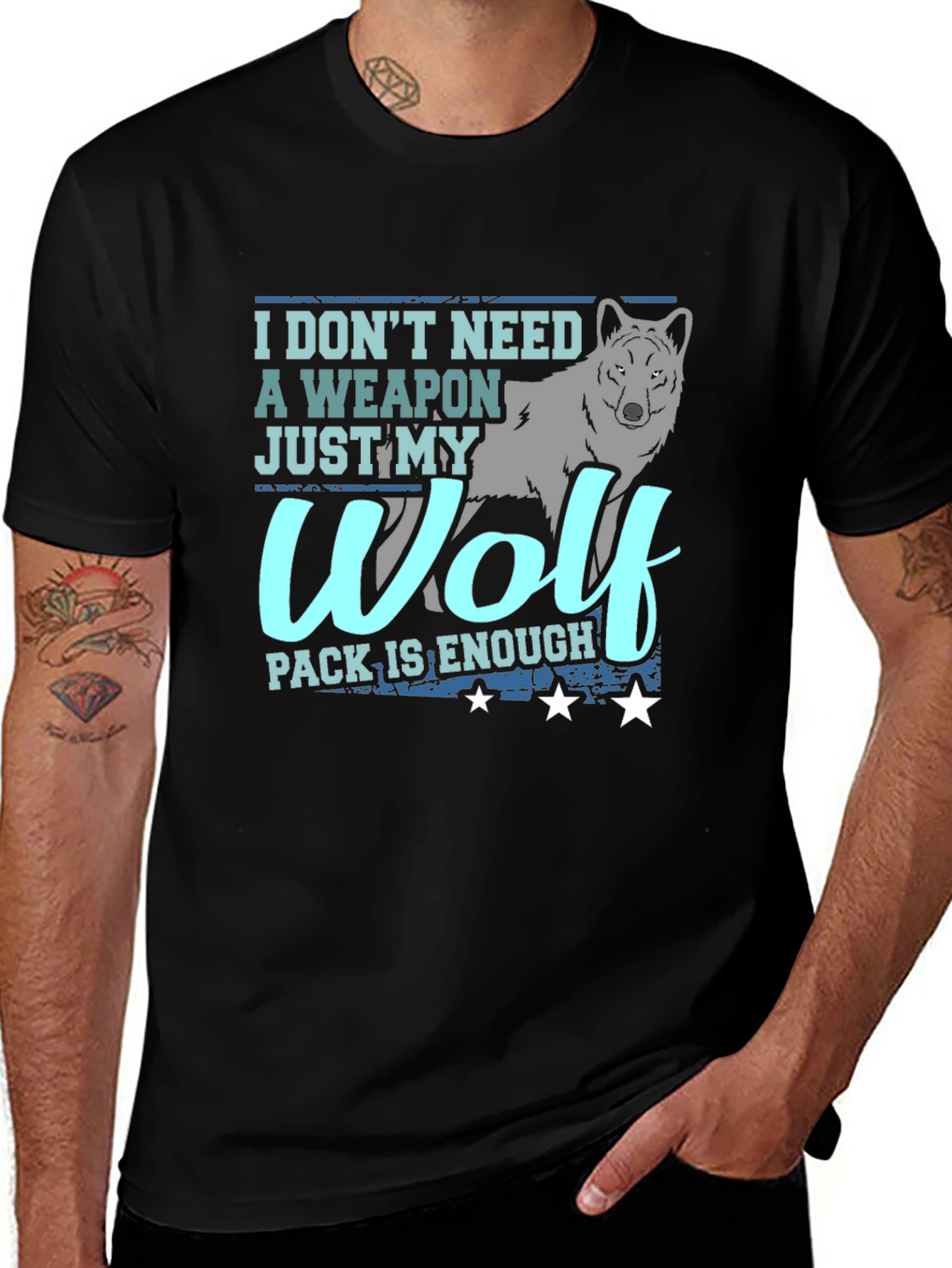 Wolf Pack Graphic Tee - Need No Weapon T-Shirt