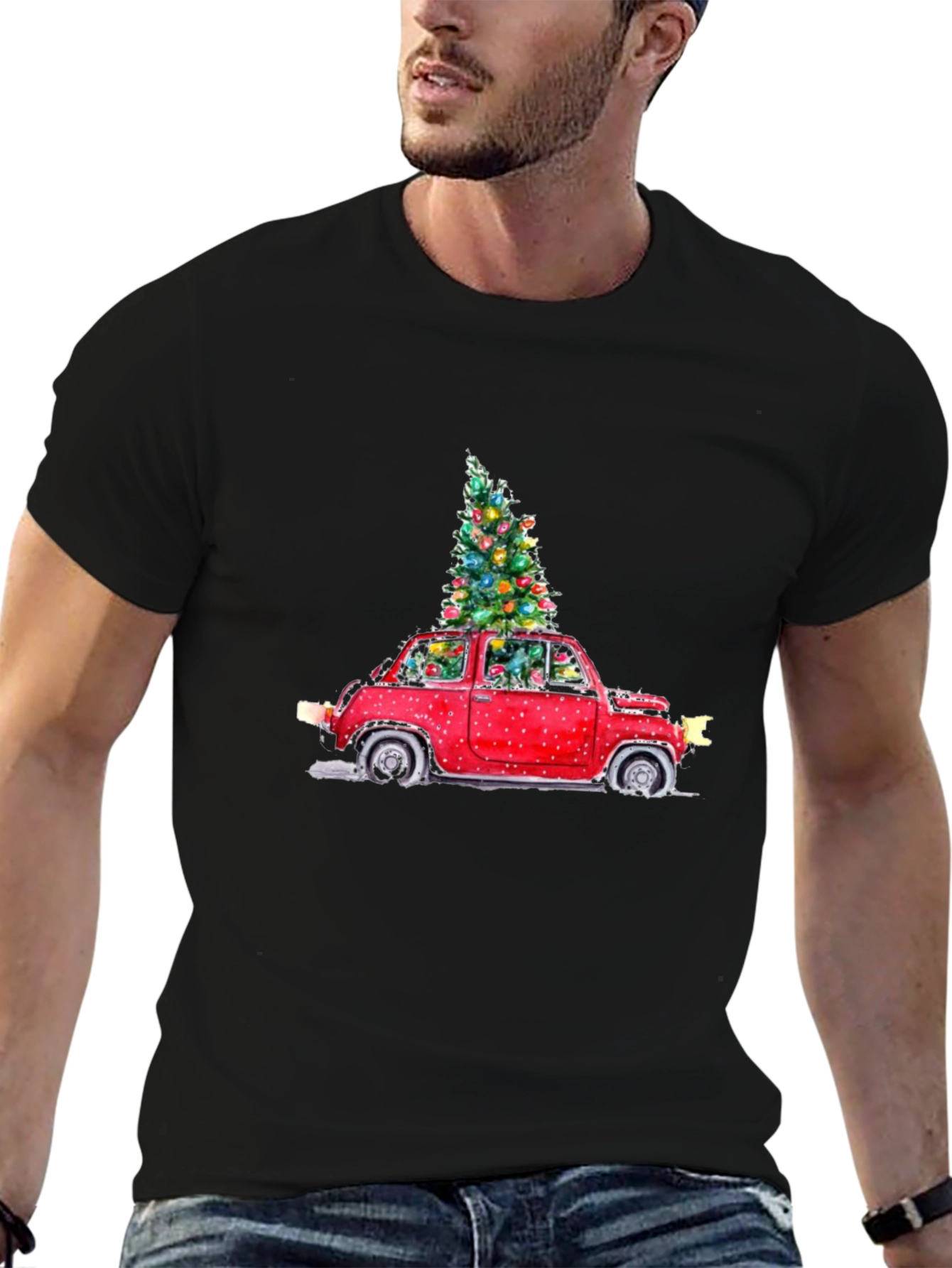 Festive Car Christmas Tree Graphic Tee