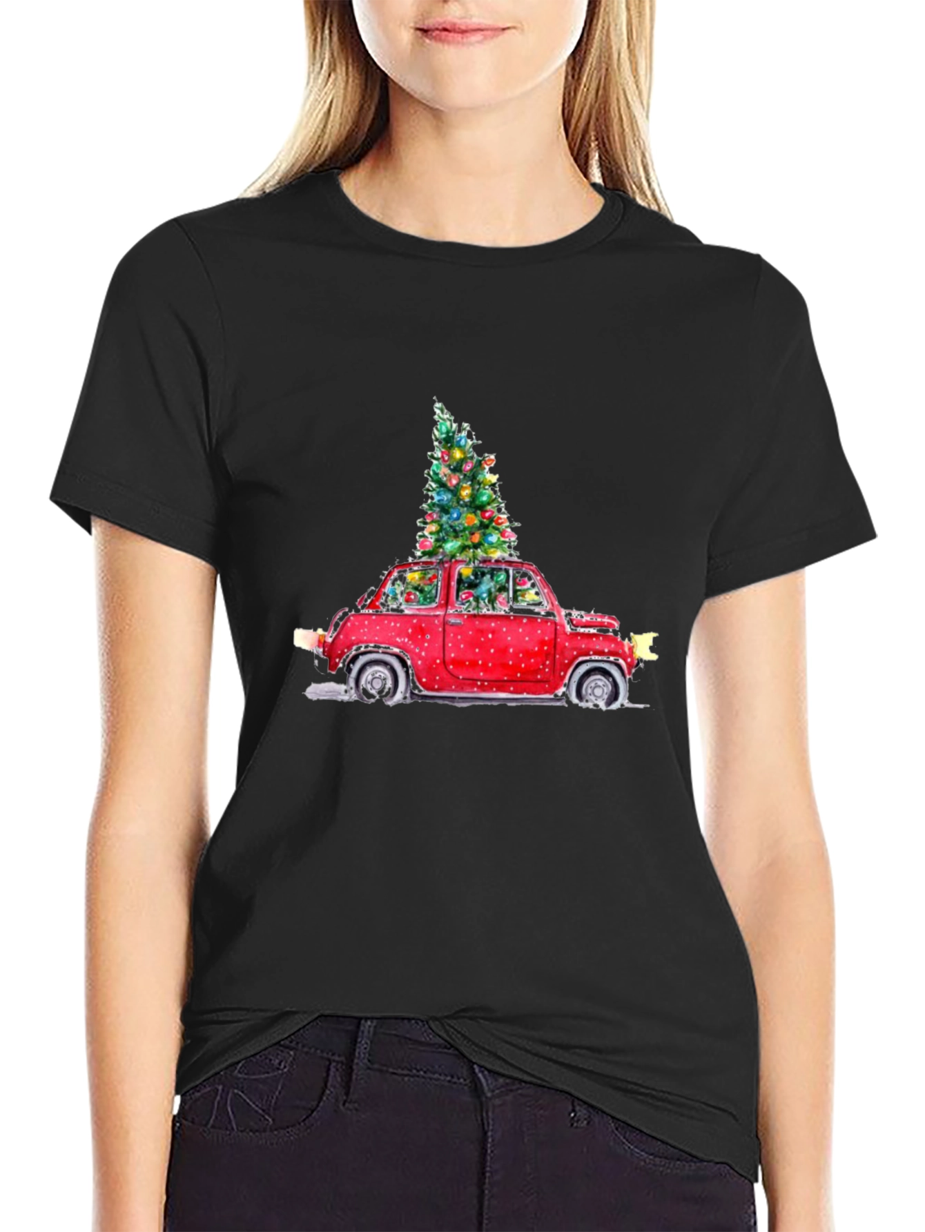Festive Car Christmas Tree Graphic Tee