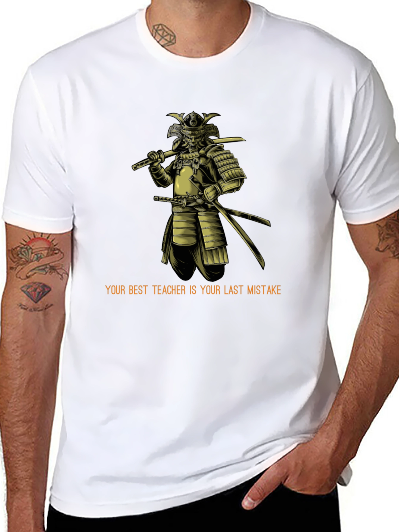Samurai Wisdom Graphic Tee - Black Cotton Blend