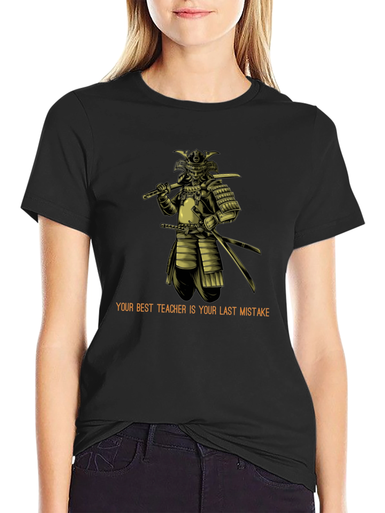 Samurai Wisdom Graphic Tee - Black Cotton Blend