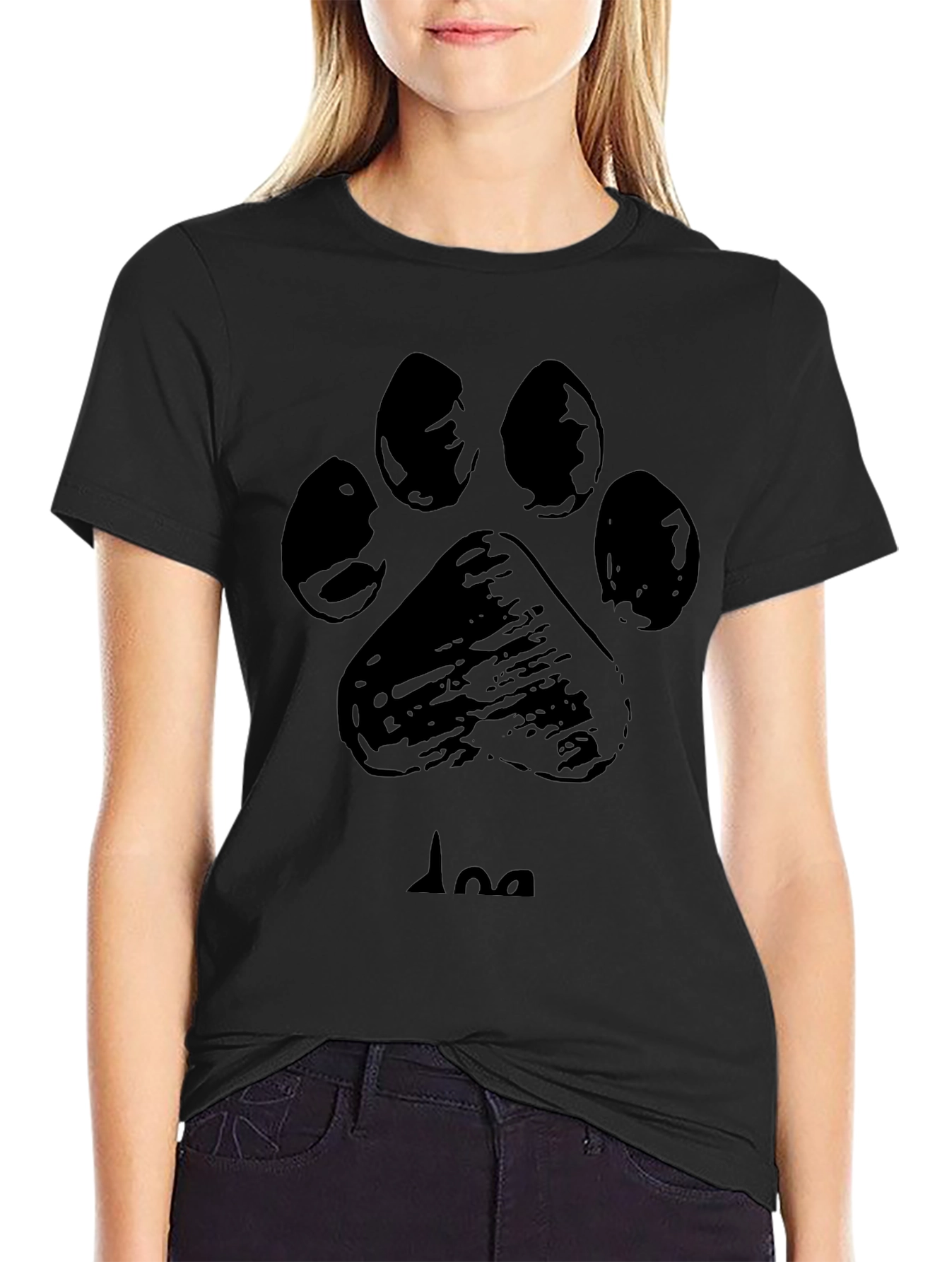 Dog Paw Print Black Graphic Tee