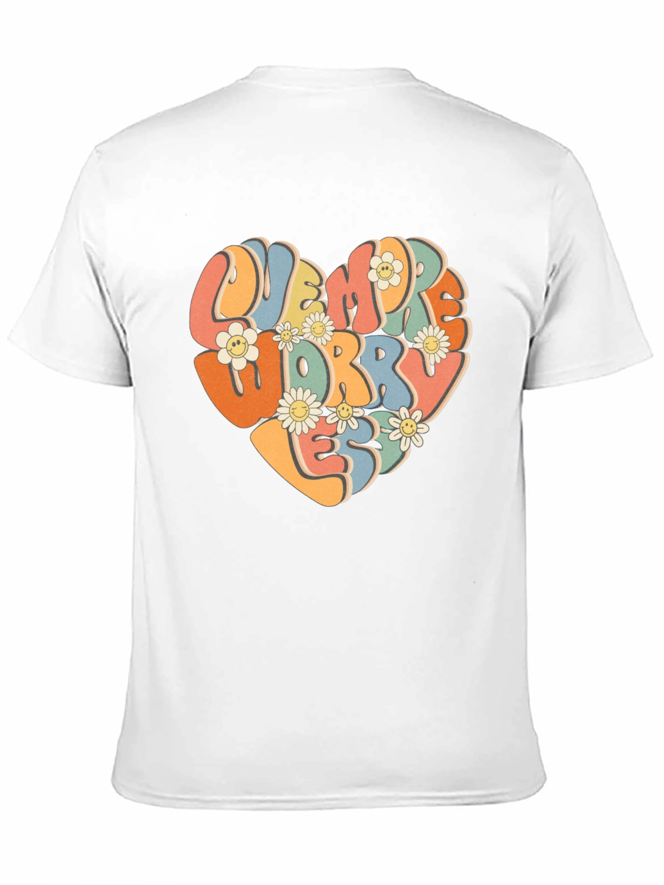 Retro Flower Heart Graphic T-Shirt - Worry Less