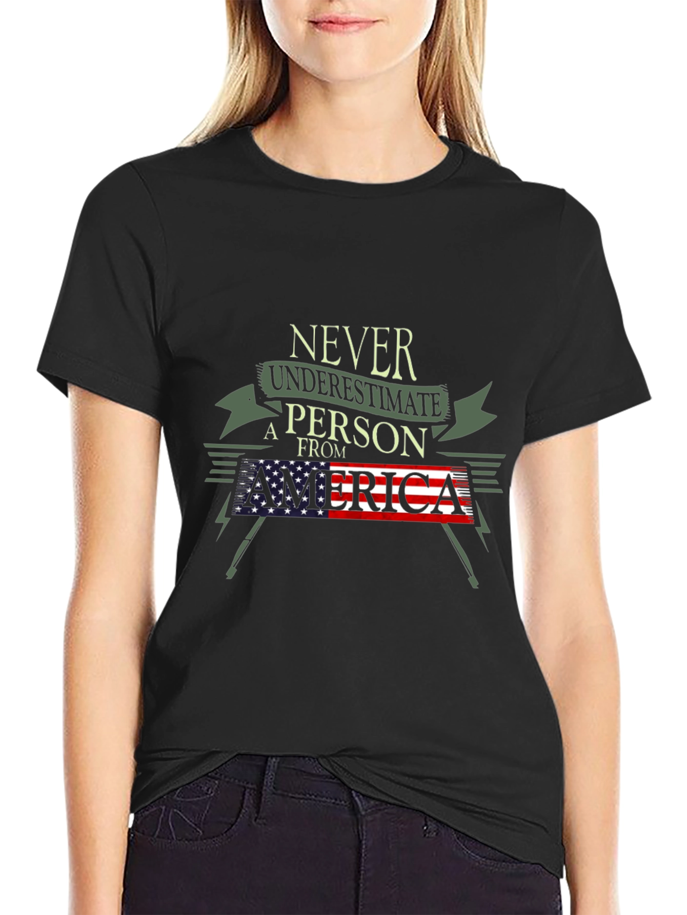 Never Underestimate a Person From America T-Shirt