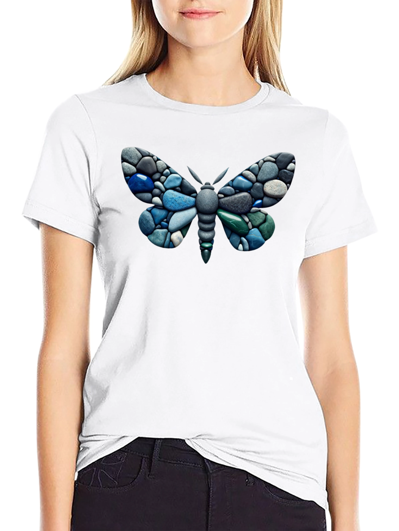 Stone Butterfly Graphic T-Shirt - Stylish Nature Design