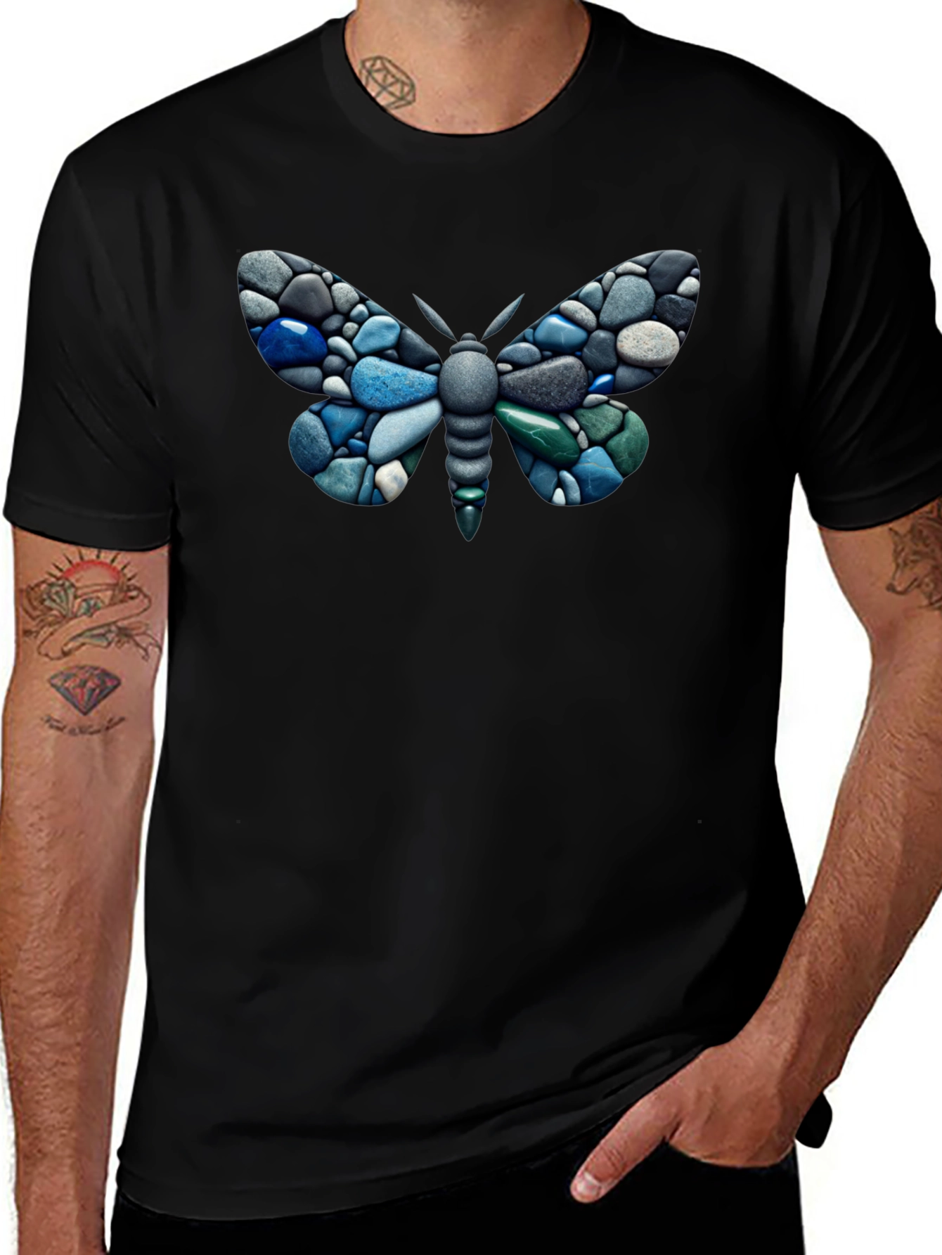 Stone Butterfly Graphic T-Shirt - Stylish Nature Design
