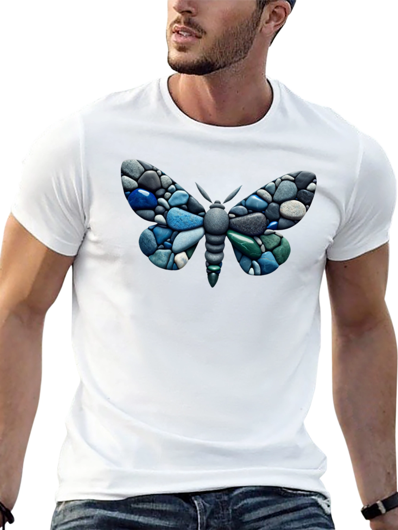 Stone Butterfly Graphic T-Shirt - Stylish Nature Design