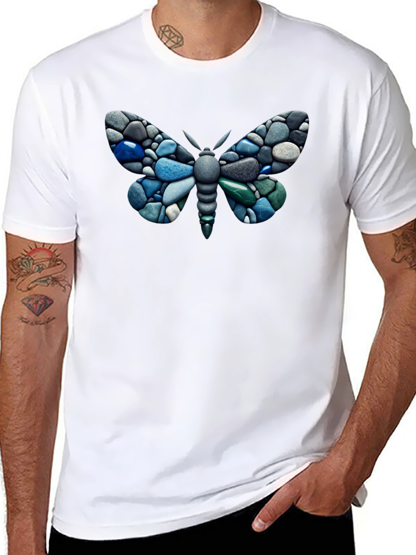 Stone Butterfly Graphic T-Shirt - Stylish Nature Design