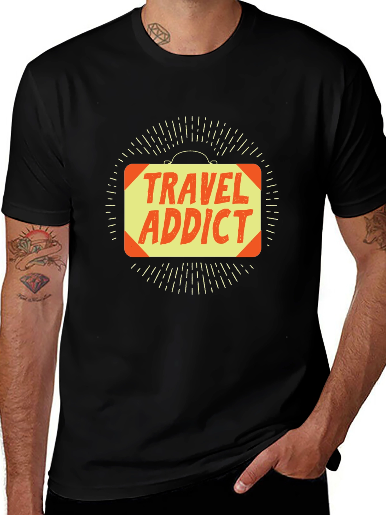 Travel Addict Graphic Tee - Black T-Shirt