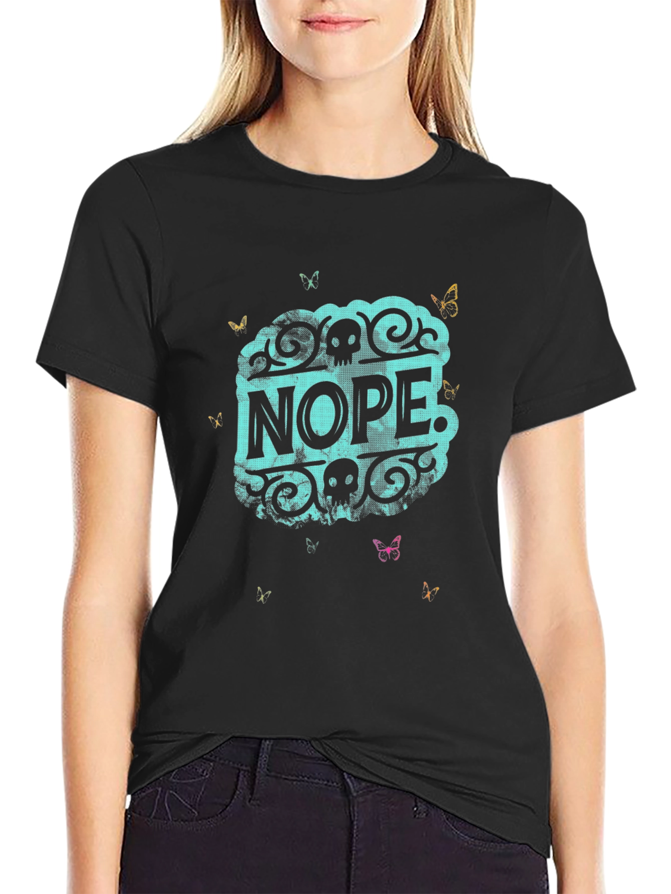 Nope Graphic Print Black T-Shirt