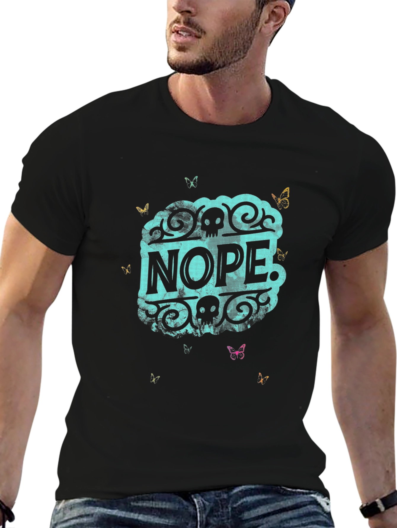 Nope Graphic Print Black T-Shirt