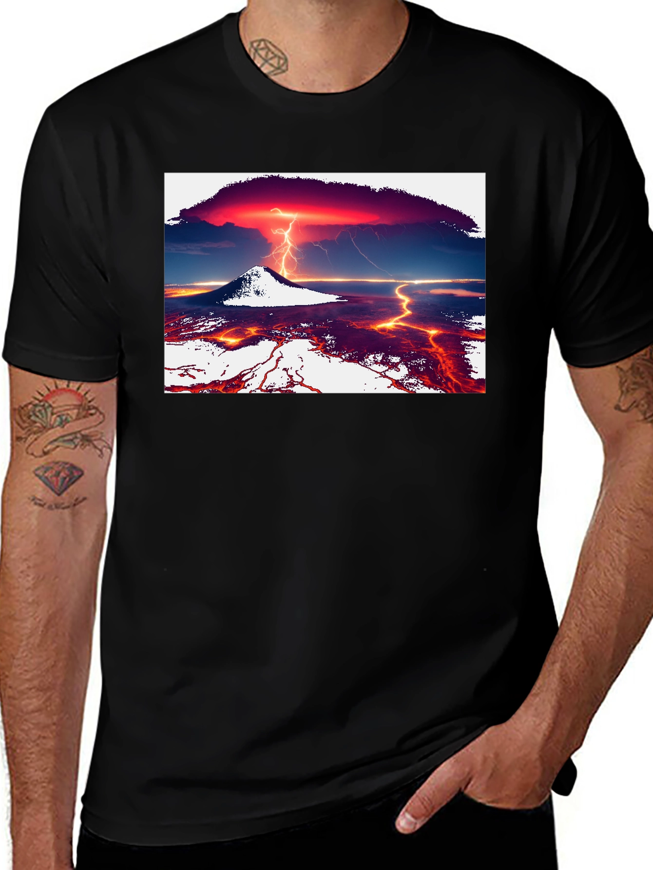 Volcano Lightning Graphic Tee - Black