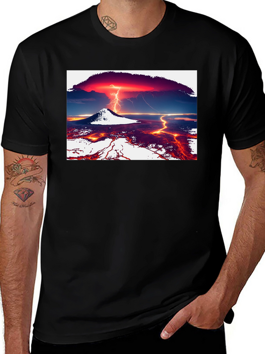 Volcano Lightning Graphic Tee - Black