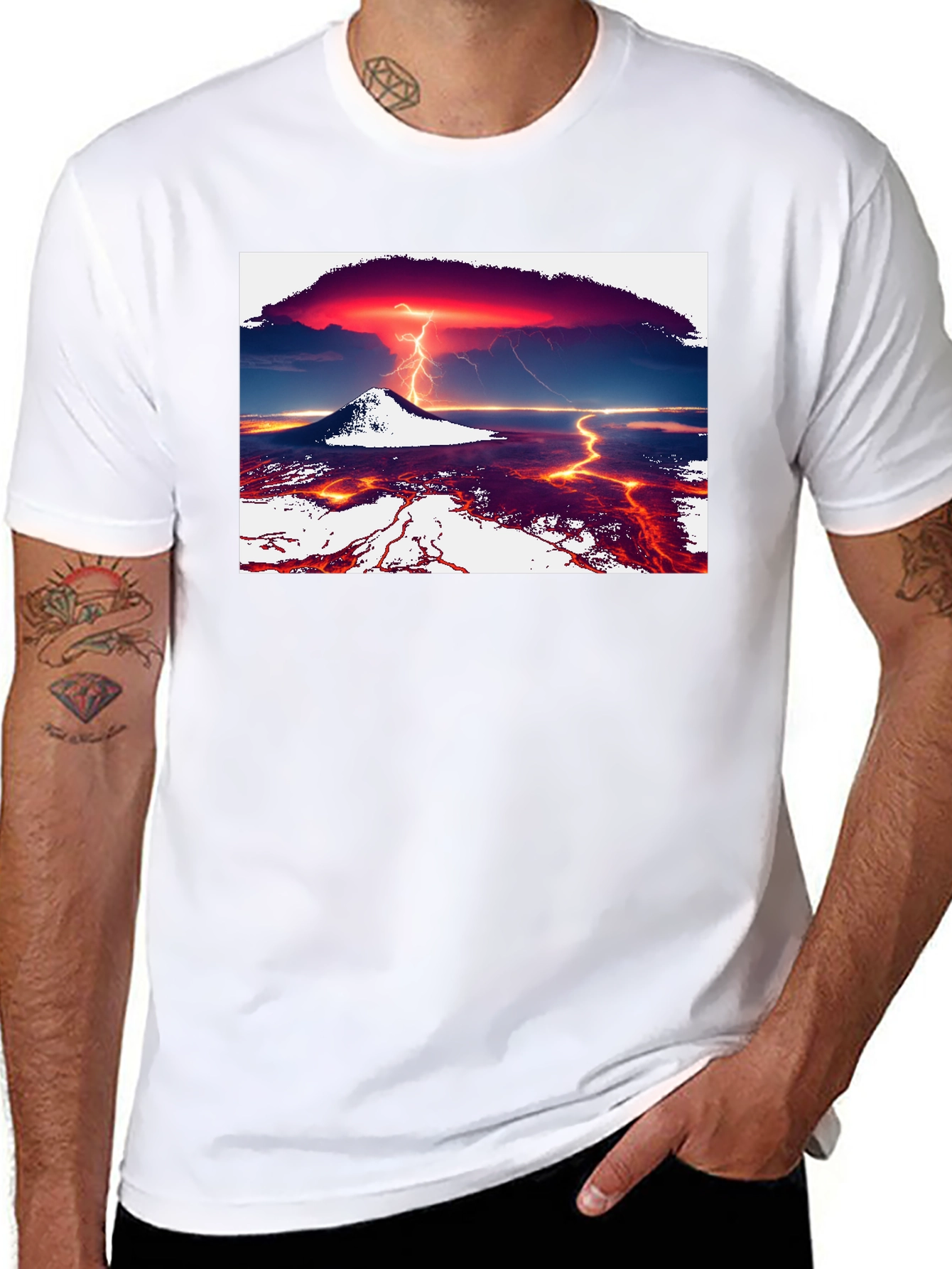 Volcano Lightning Graphic Tee - Black