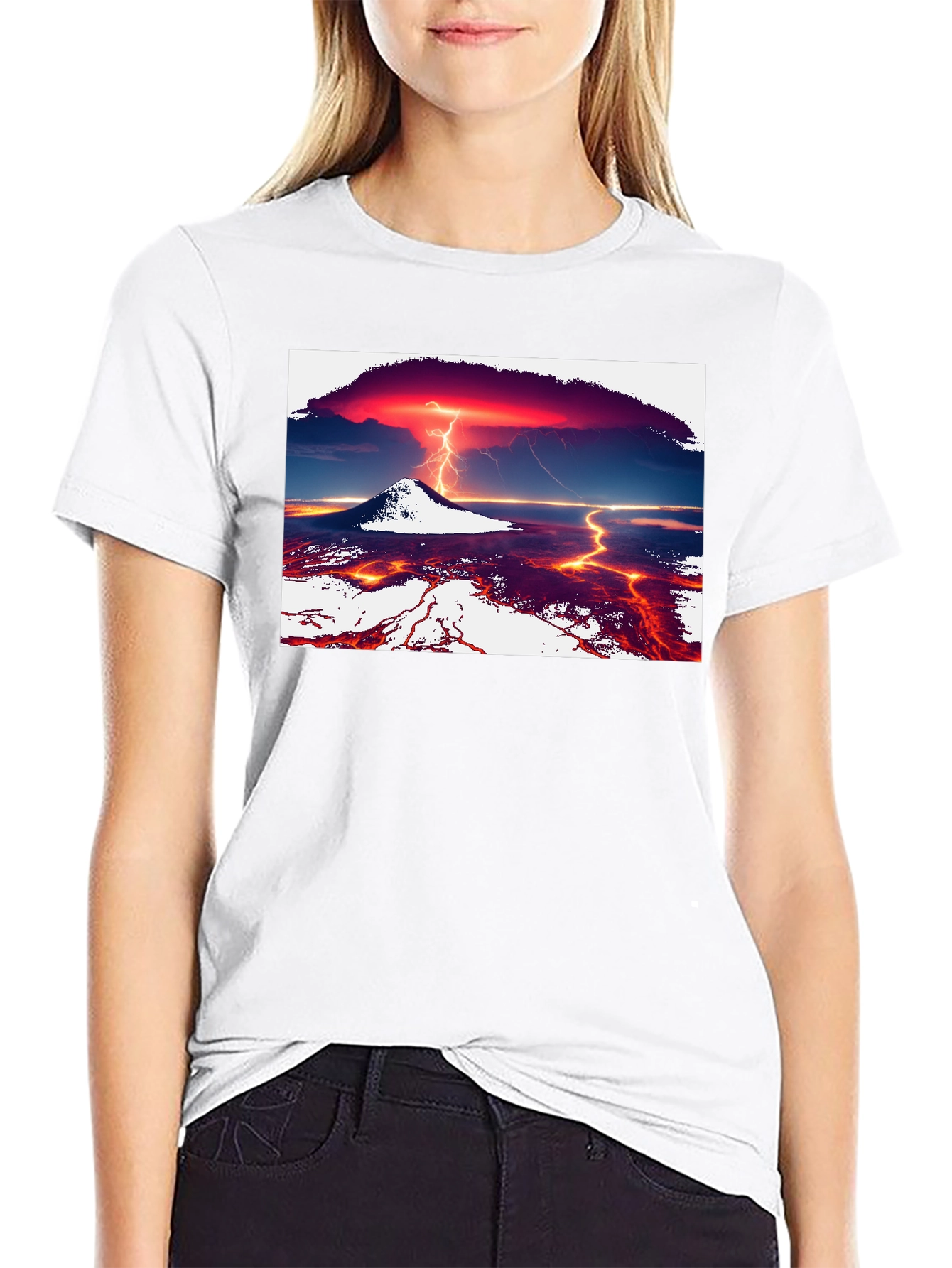 Volcano Lightning Graphic Tee - Black