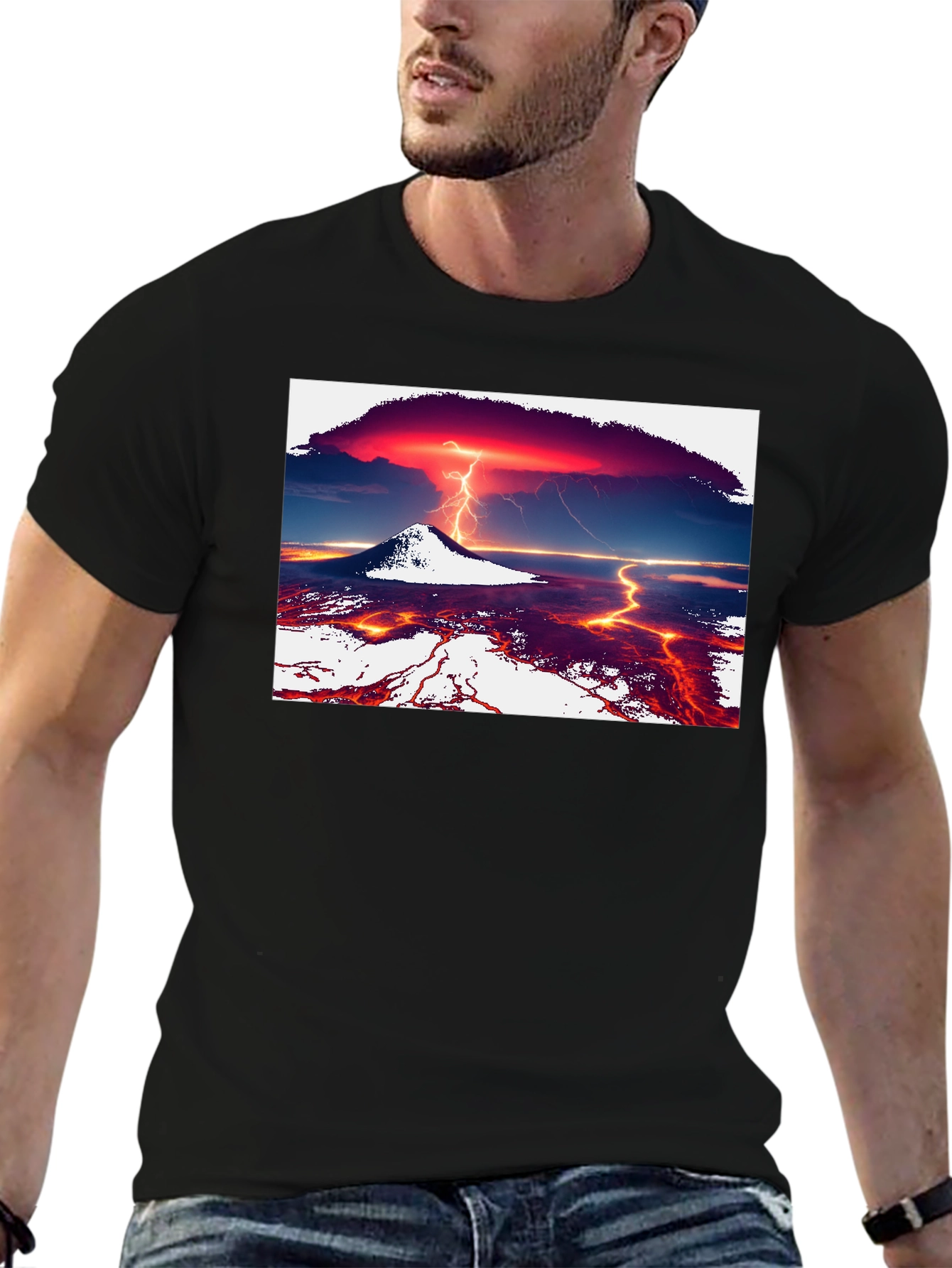 Volcano Lightning Graphic Tee - Black