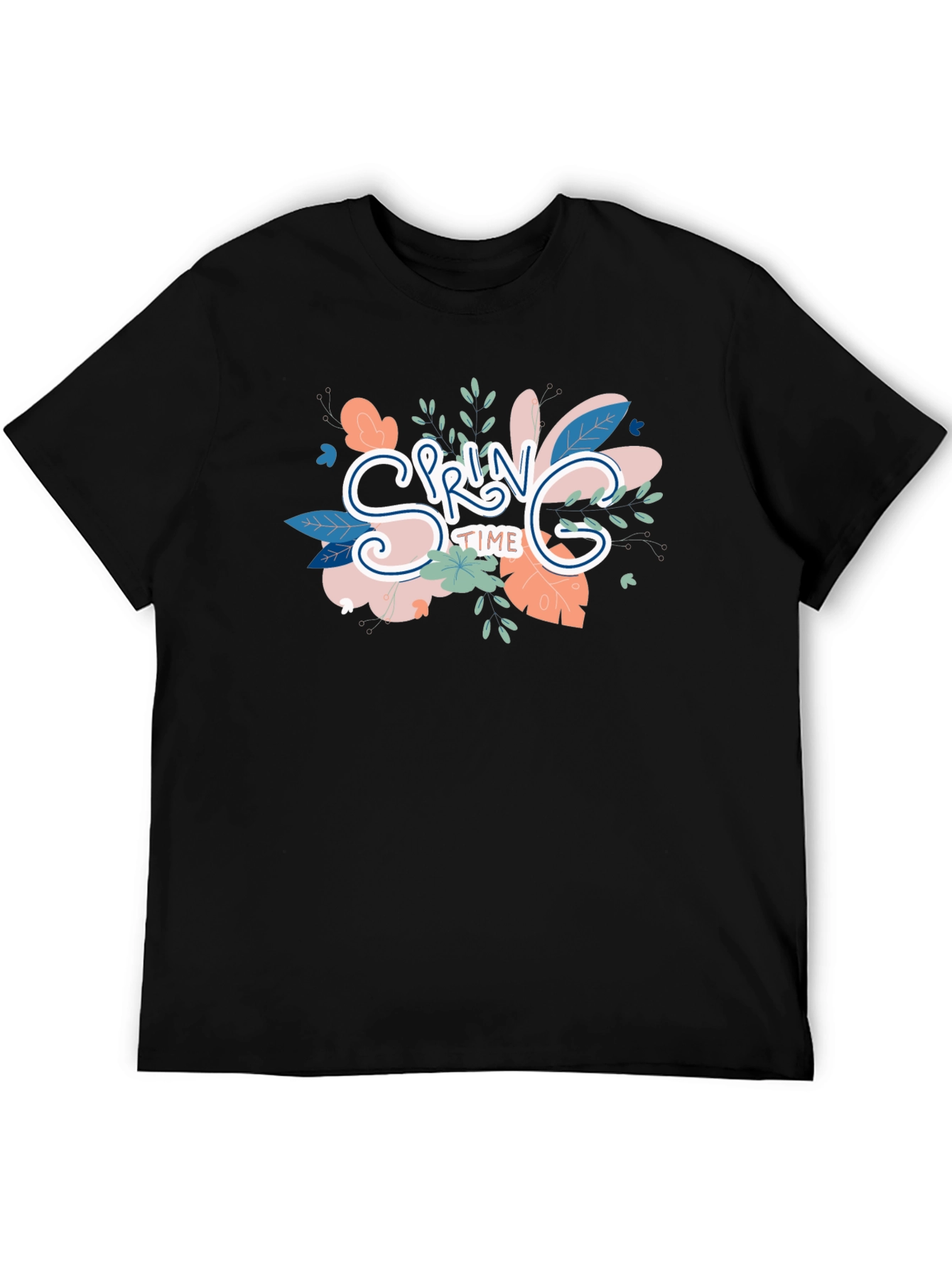 Spring Time Graphic Black Tee