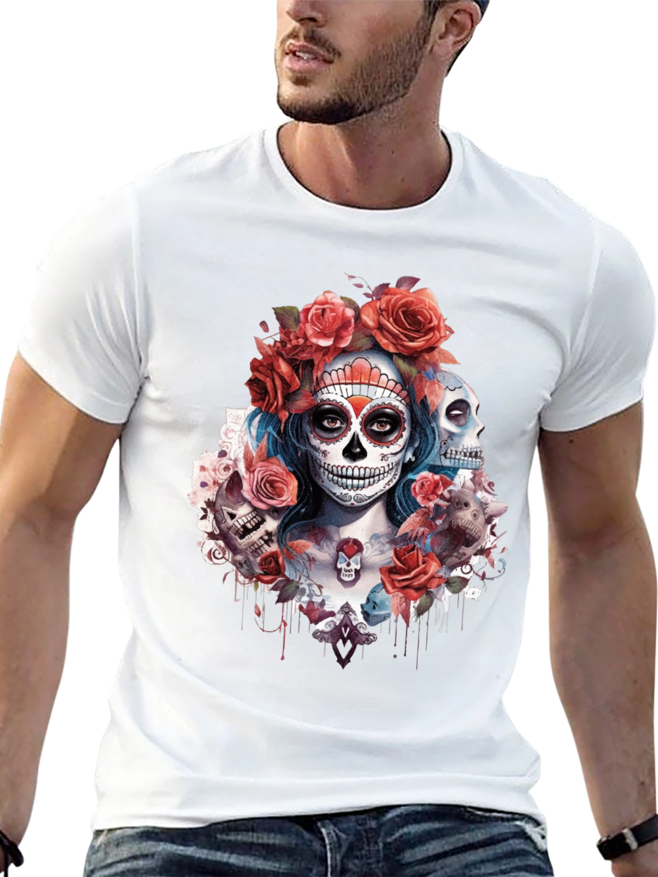 Day of the Dead Skull Graphic Tee