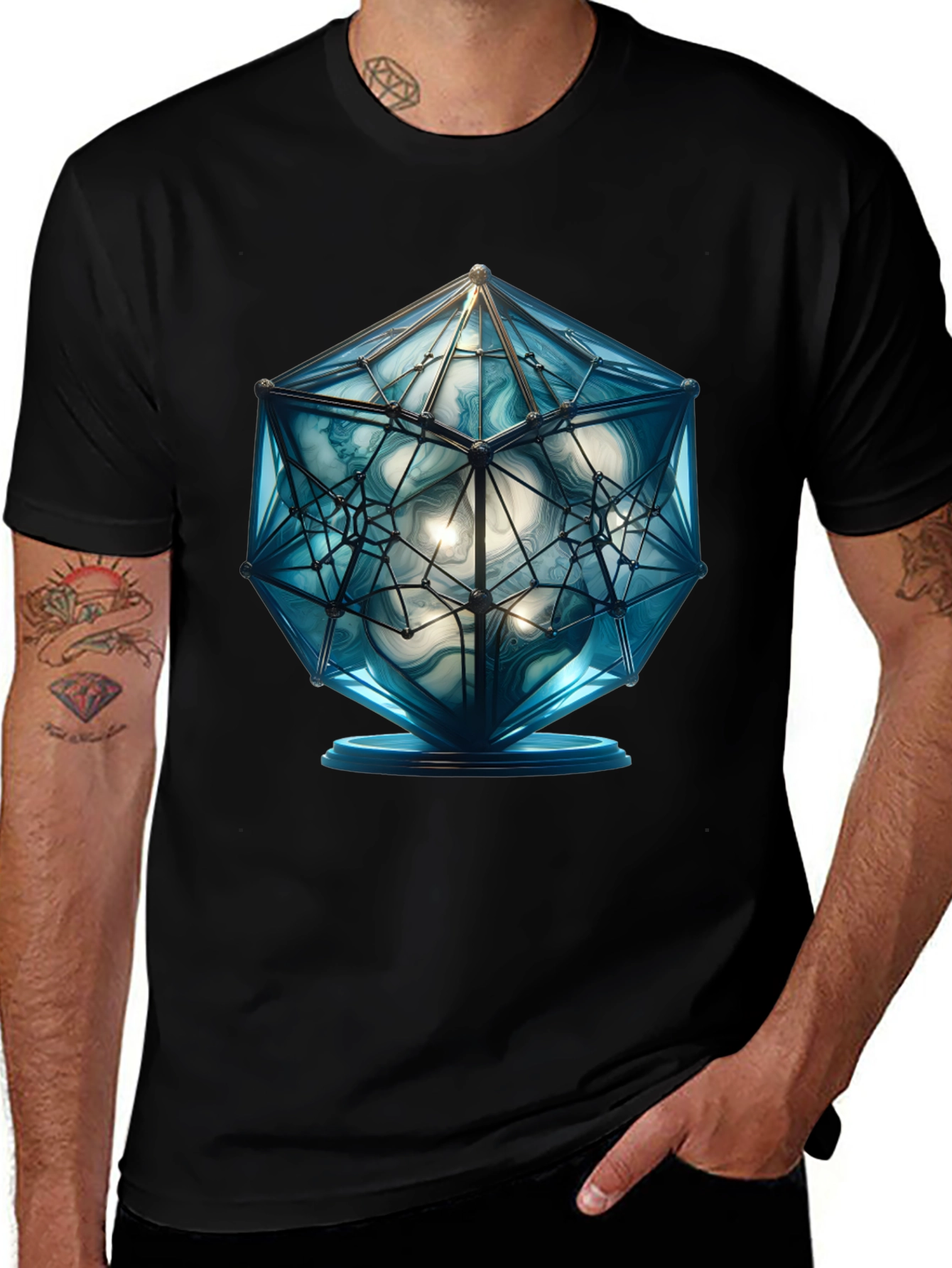 Geometric Blue Orb Graphic Tee