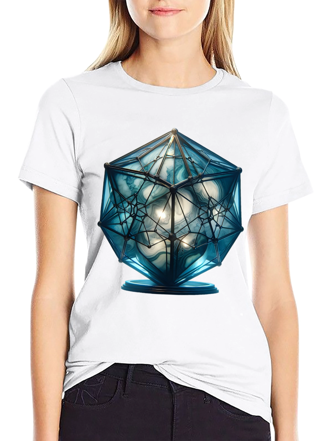 Geometric Blue Orb Graphic Tee