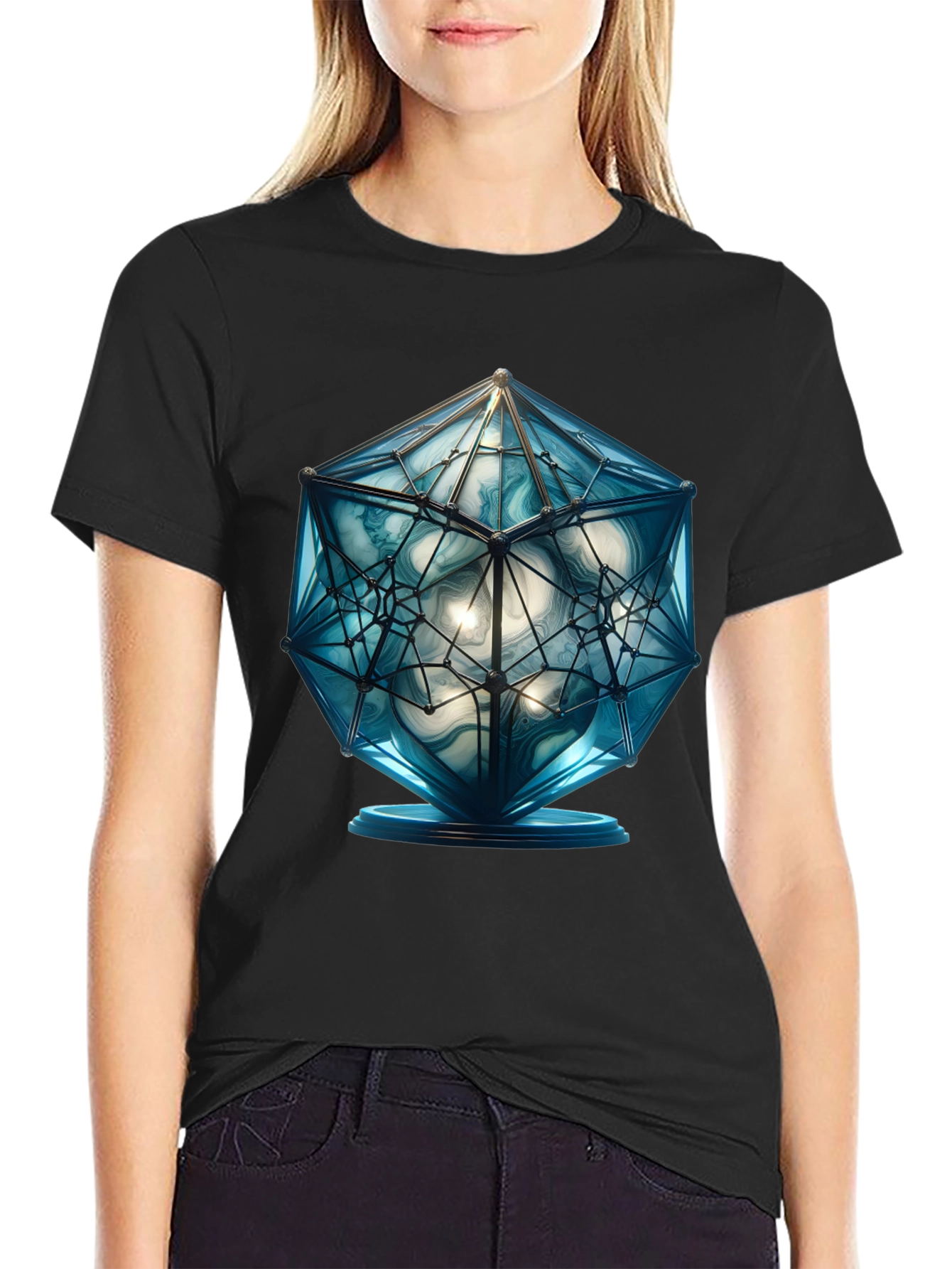 Geometric Blue Orb Graphic Tee