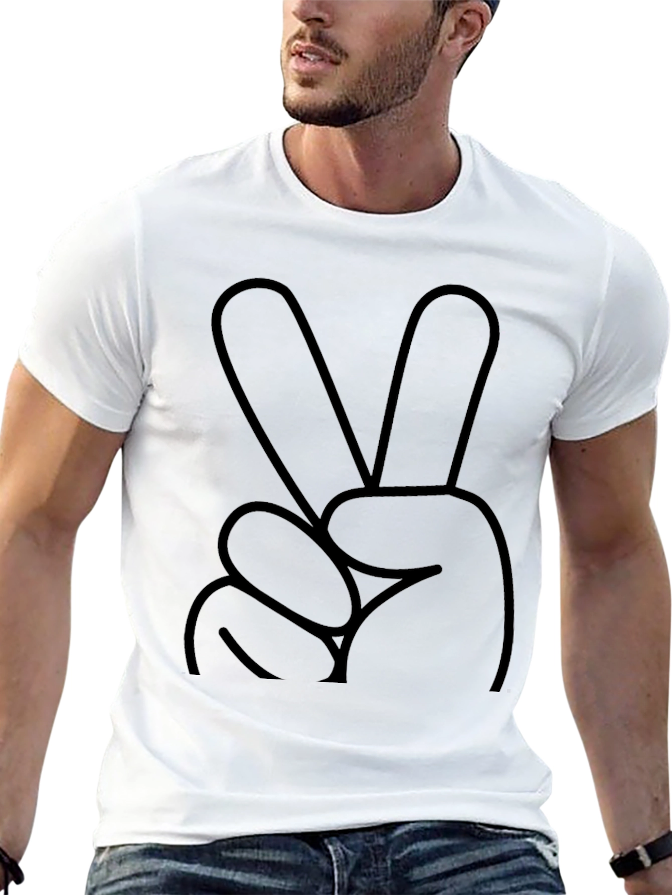 Peace Sign Graphic Tee - Mens Casual Black T-Shirt