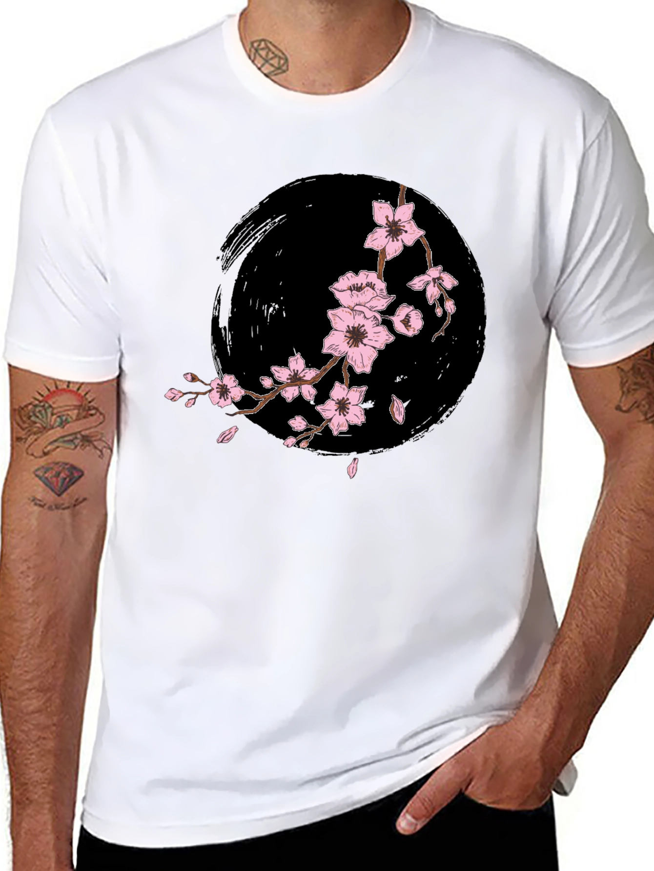 Blossom Branch Graphic Black T-Shirt