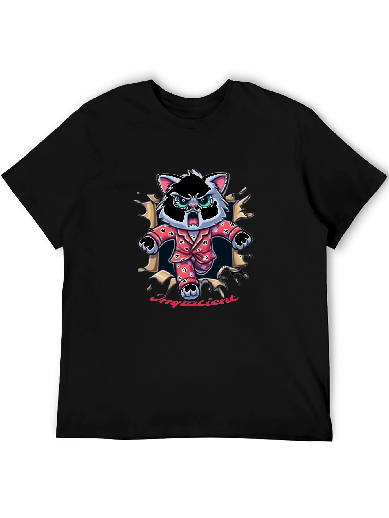 Impatien Cat T-Shirt - Funny Cartoon Tee