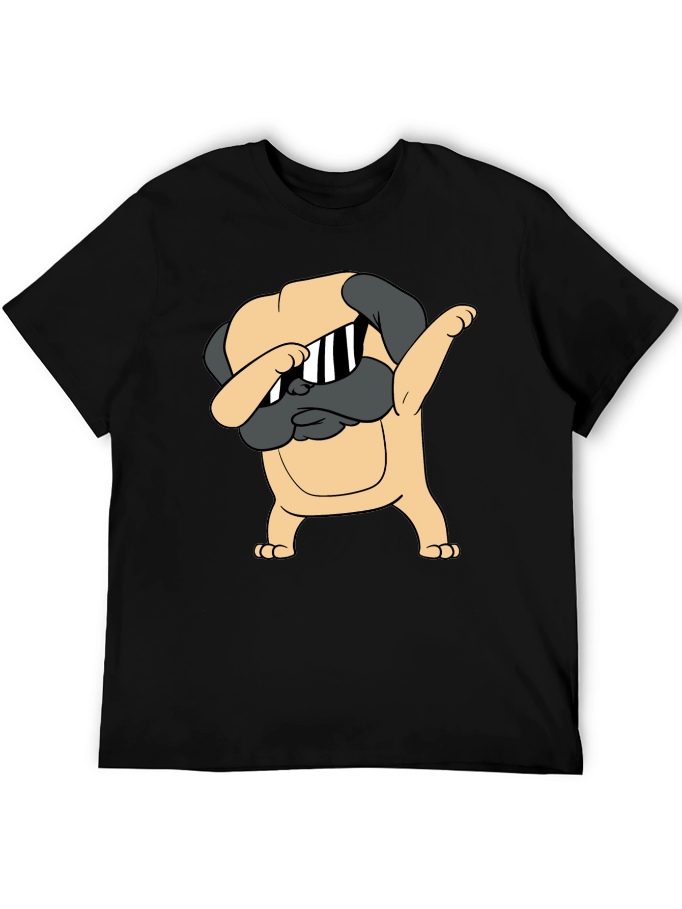 Dabbing Pug Graphic Tee - Trendy Black T-Shirt