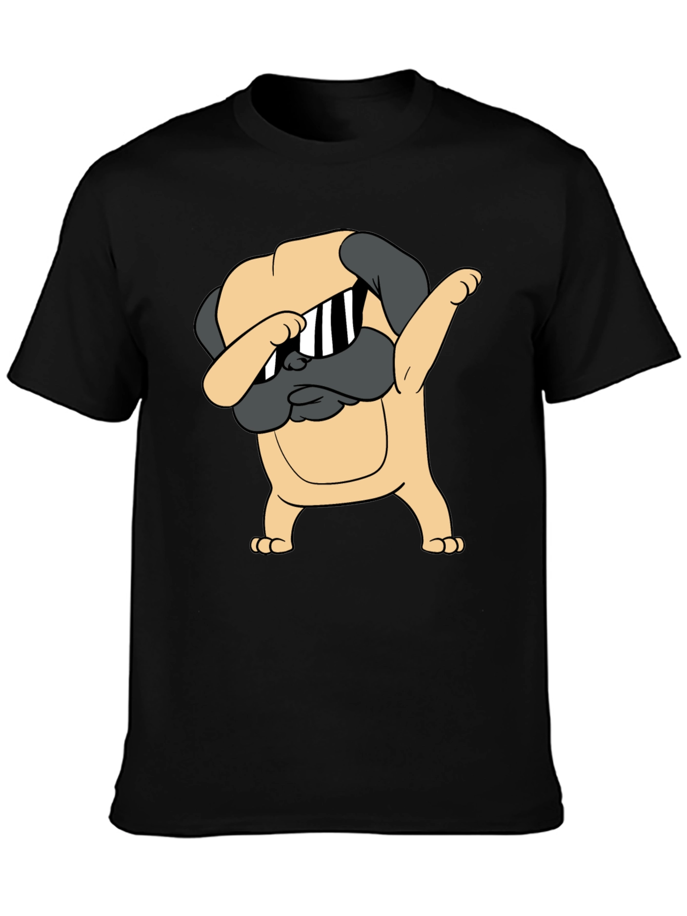 Dabbing Pug Graphic Tee - Trendy Black T-Shirt