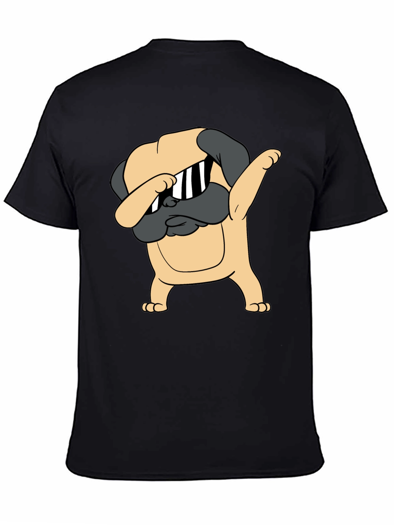 Dabbing Pug Graphic Tee - Trendy Black T-Shirt