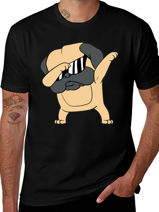 Dabbing Pug Graphic Tee - Trendy Black T-Shirt