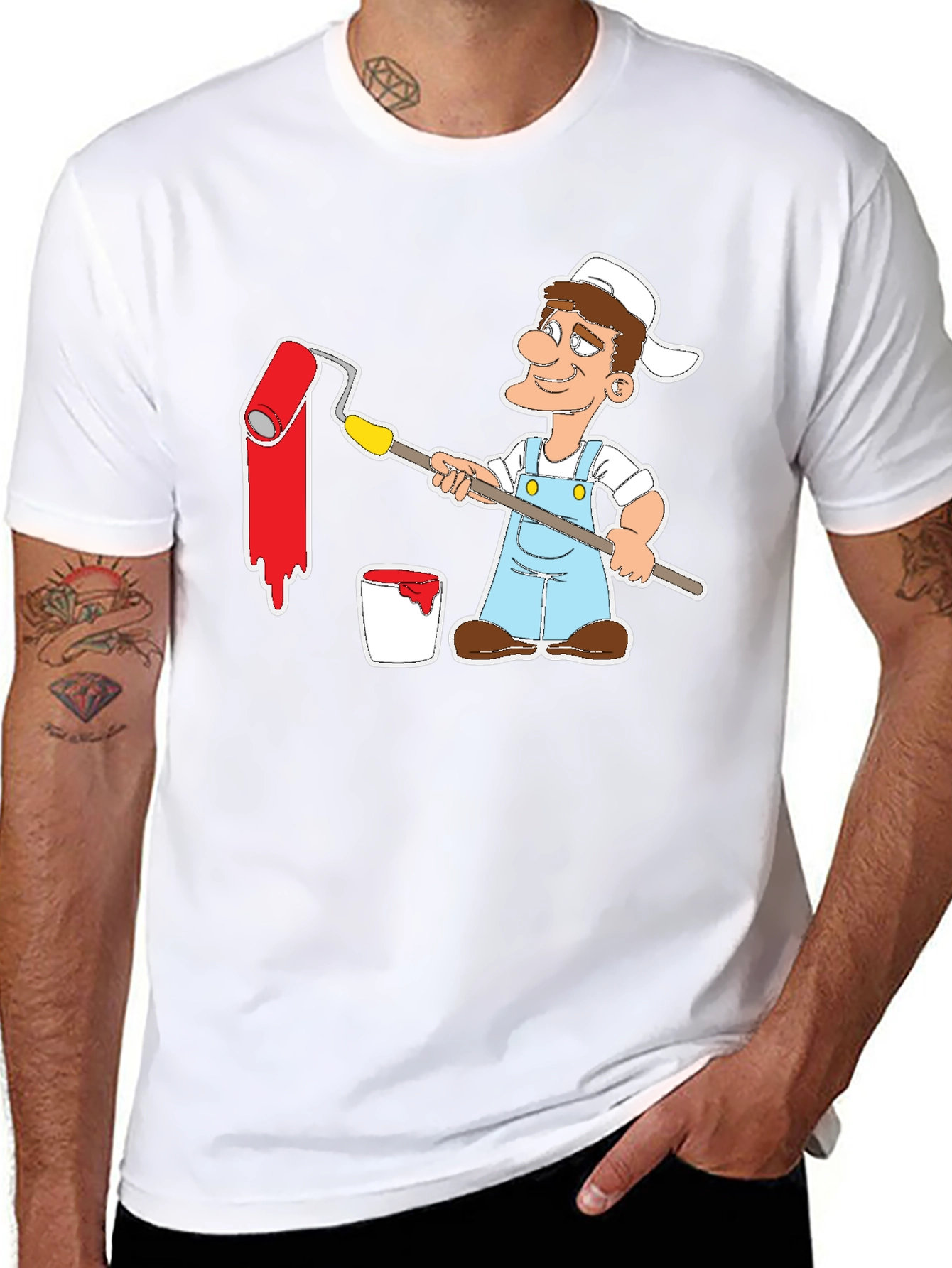 Painter Cartoon Graphic Tee - Black