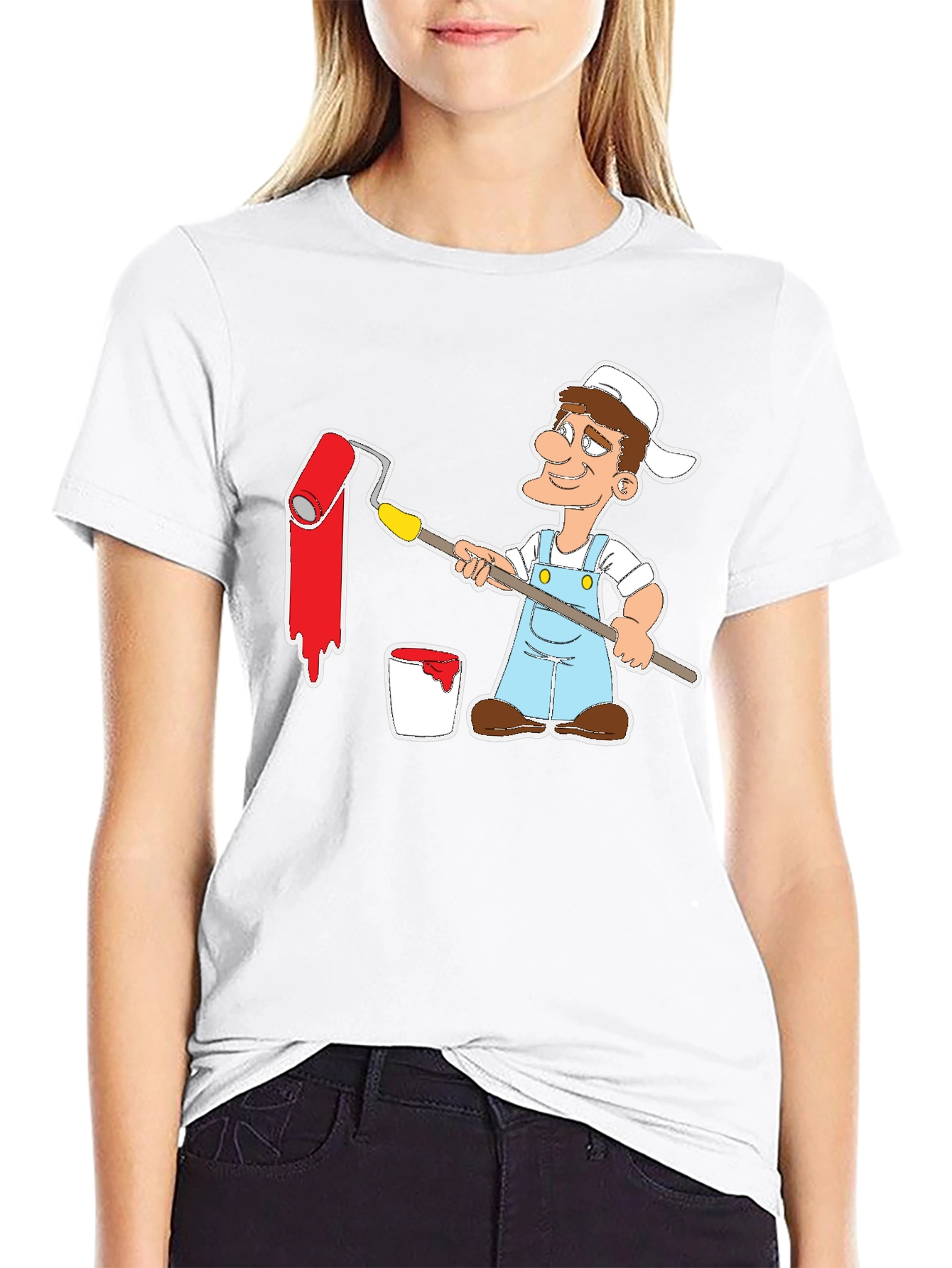 Painter Cartoon Graphic Tee - Black