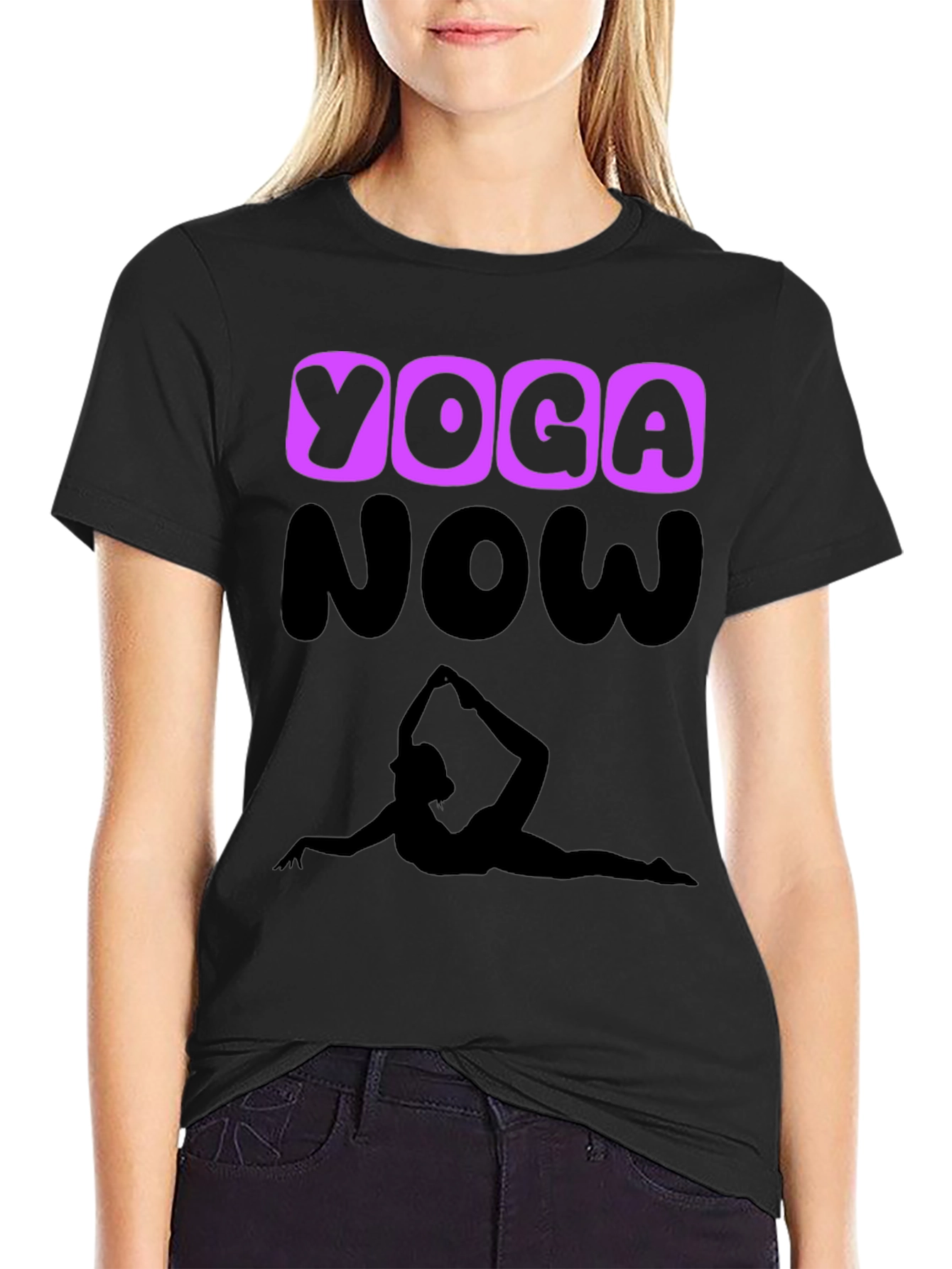 Yoga Now Graphic Tee - Black Cotton Blend