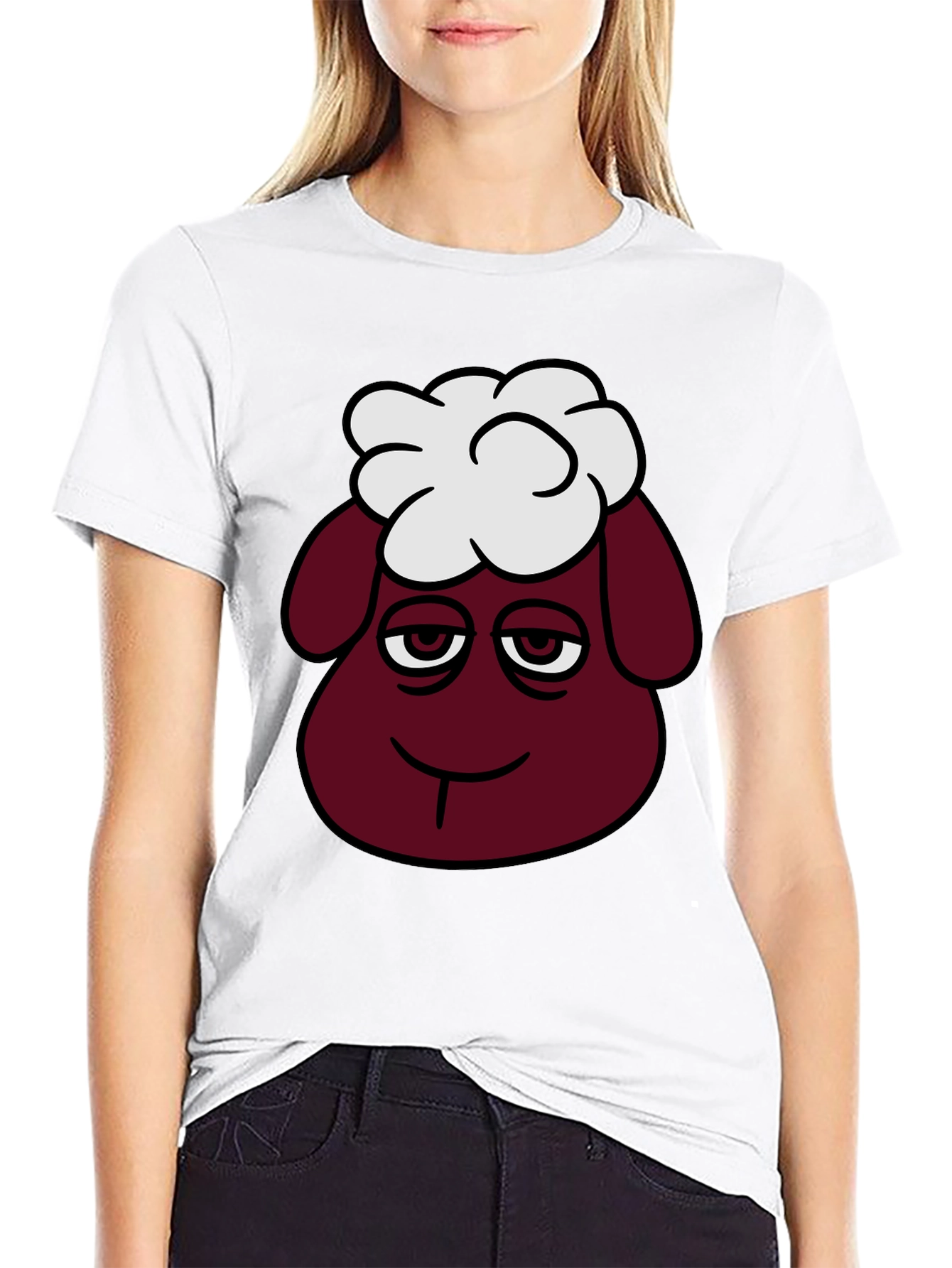 Funny Sheep Head Graphic T-Shirt