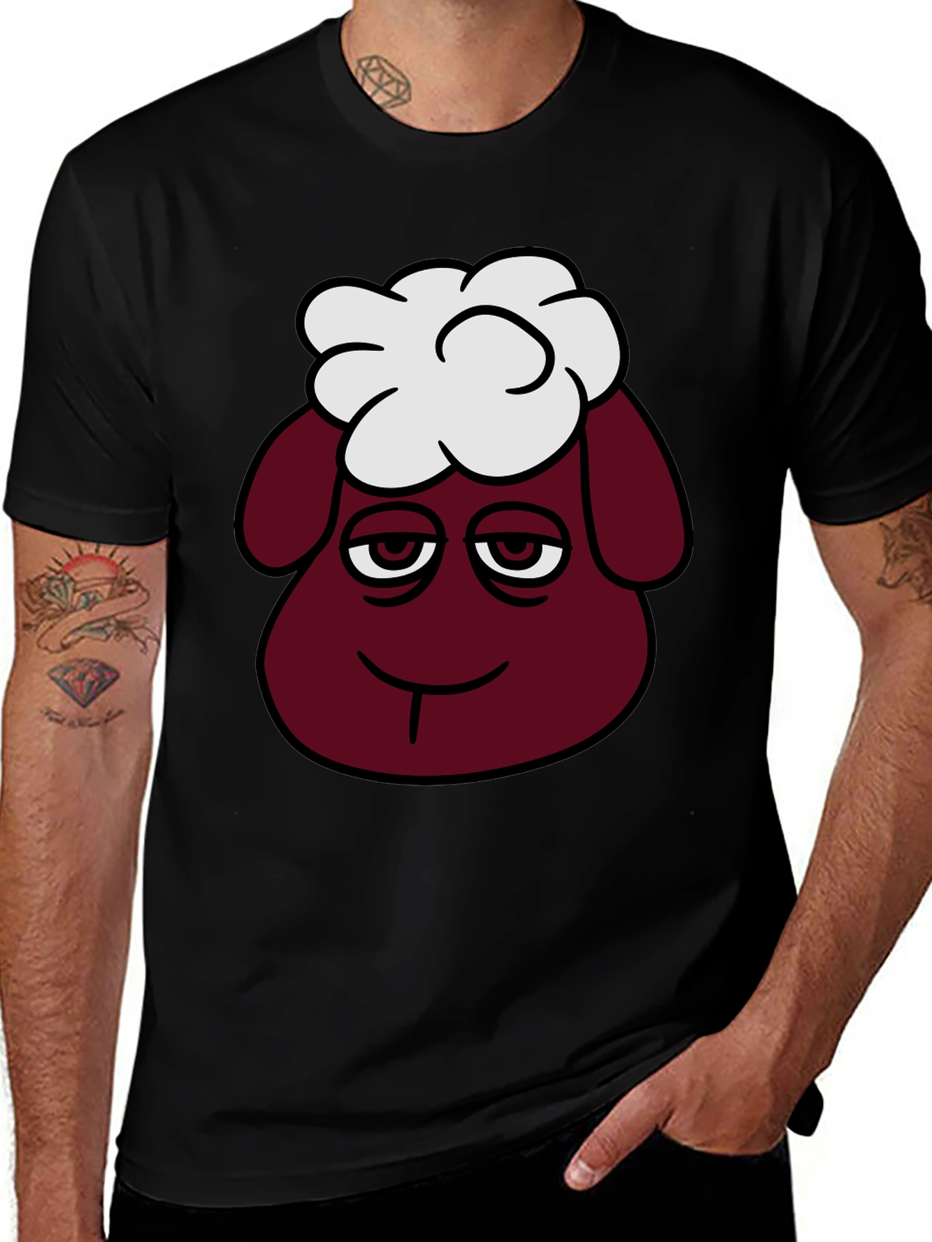 Funny Sheep Head Graphic T-Shirt